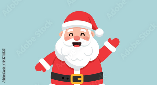Cartoon Santa Claus holding a gift bag in a festive Christmas vector illustration