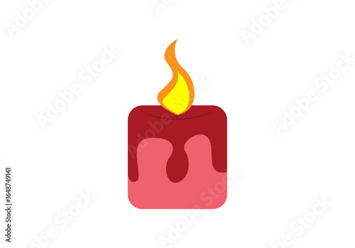Slika na platnu Vela roja pequeña encendida en fondo blanco
