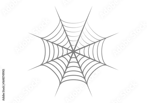 Icono gris de una tela de araña en fondo blanco