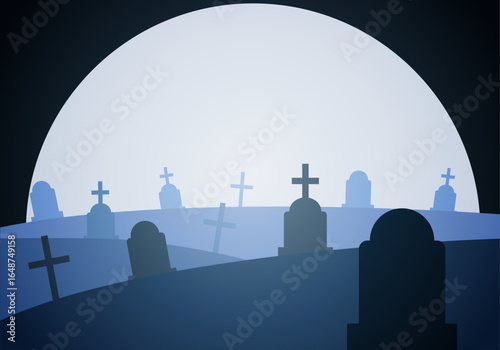 Cementerio en una noche tenebrosa 