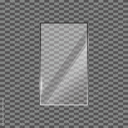 Tall glass rectangle, transparent glossy crystal vertical rectangle element for modern digital design decoration layouts and creative abstract background illustration
