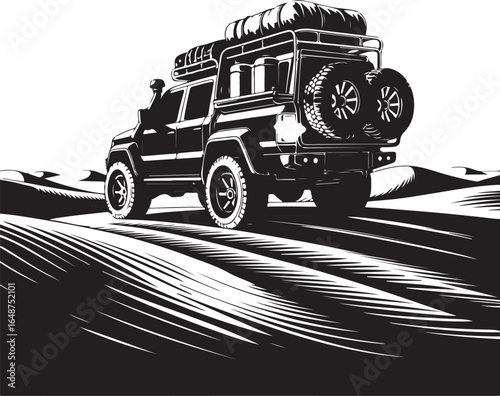 Rugged off-road adventure vehicle conquers desert terrain