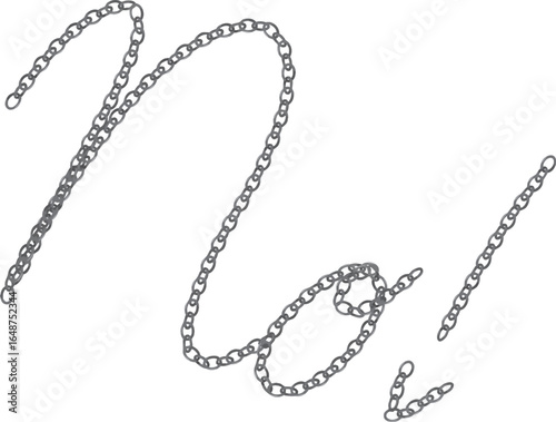 シルバーチェーンのNo!の文字のイラスト素材　Adobe Illustrator Artwork