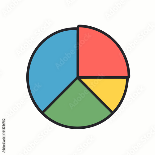 A colorful pie chart divided into four sections on white background Free Download A colorful pie chart divided into four sections on white background - GFXLoad