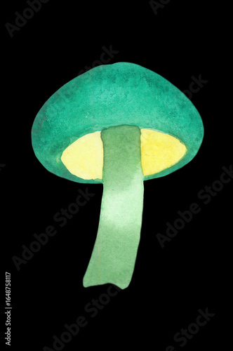green mushroom watercolor design element