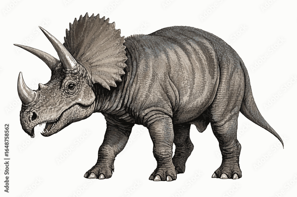 Obraz premium Crimson Rex Wash Triceratops horridus dinosaur isolated watercolor vector illustration svg