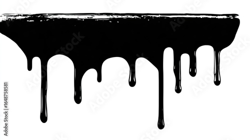 Dripping black liquid on white background (1)