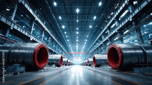 Large Industrial Pipes Inside a Factory, Heavy Industry Manufacturing