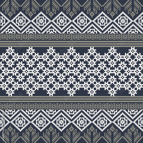 Wallpaper Mural Earthy Tone Traditional Embroidery Art Abstract with Pixel Art Designs for Textile Print Torontodigital.ca