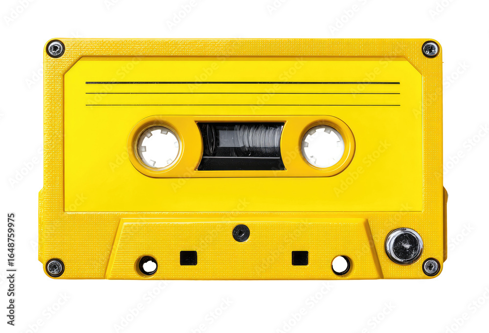 Fototapeta premium Bright yellow cassette tape