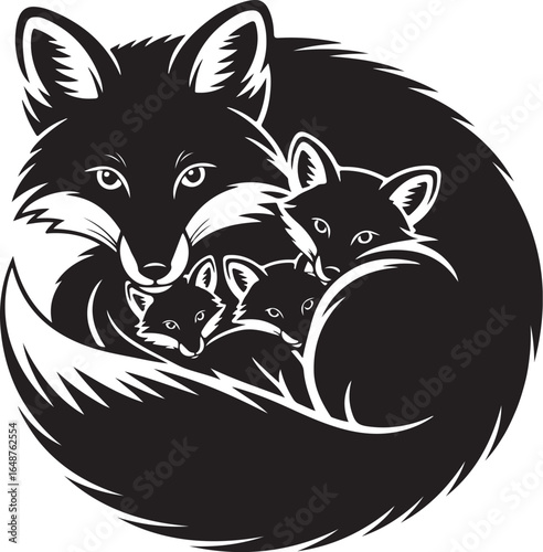Mama fox cuddles adorable kits in protective den