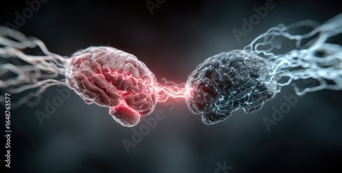 Two brains connected by a powerful energy discharge