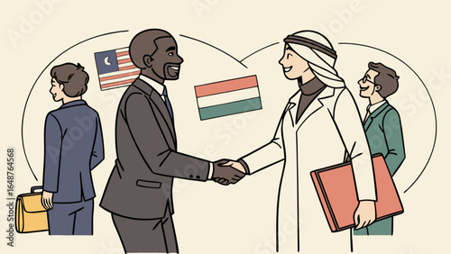 International business deal handshake agreement partnership collaboration meeting negotiation success teamwork