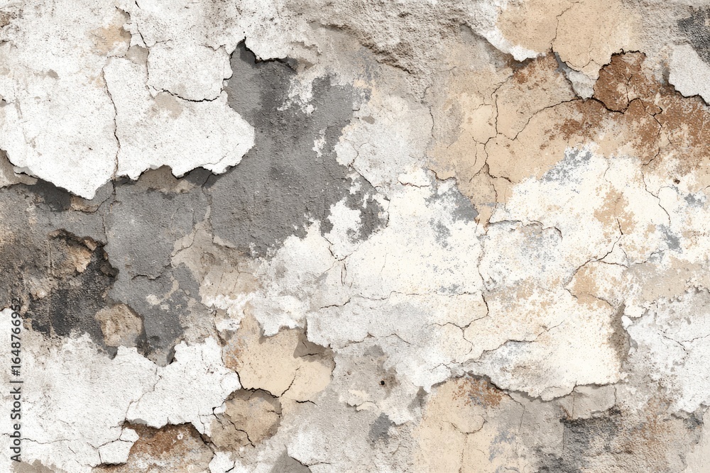 Fototapeta premium Cracked, weathered wall with layers of paint