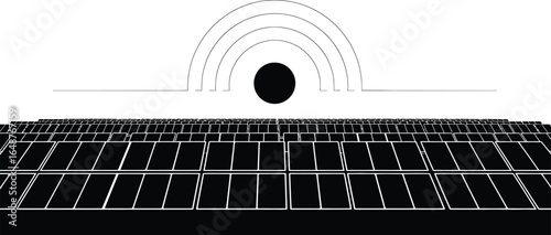 Solar panel array generating renewable energy, promoting clean electricity and environmental sustainability