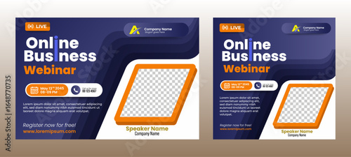 Digital marketing webinar online business conference web banner and social media post template design