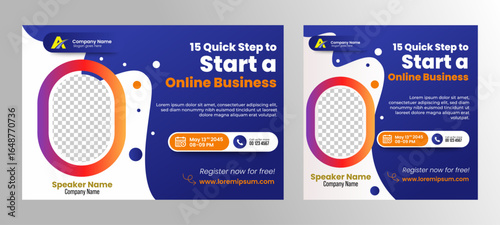 Digital marketing webinar online business conference web banner and social media post template design
