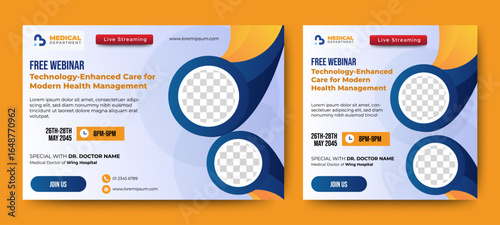 Live webinar Mental Health conference web banner and social media cover template design