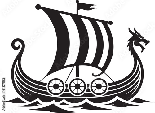Majestic Viking longship sails through choppy seas