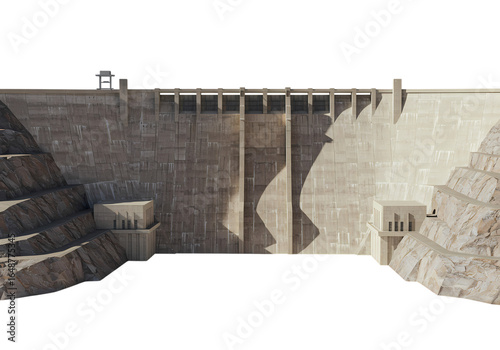 Concrete Gravity Dam Structure isolated on transparent background