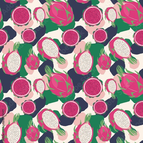 seamless pattern with  dragonfruit