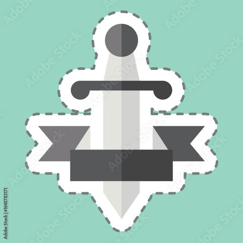 Sticker line cut Sword Tatto. related to Tattoo symbol. design editable