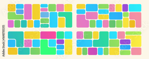Bento grid abstract pattern gradient colorful minimal geometric modern frame style. Metaball y2k template for ui, website vector 10 eps