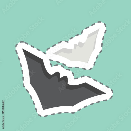 Sticker line cut Bat. related to Tattoo symbol. design editable