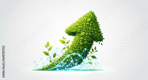 Green energy growth arrow sustainable development renewable resources and eco friendly technology concept