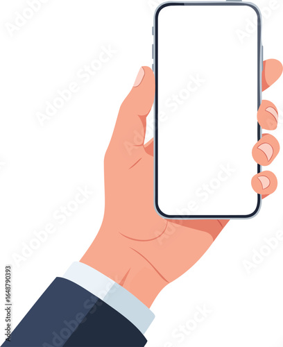 Modern blank phone held in hand mockup for app or ui promotion use