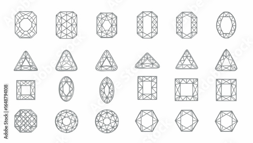 Geometric wireframe of various shapes including triangles squares circles and rectangles arrayed