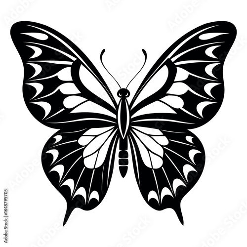 Elegant swallowtail butterfly illustration with a beautiful wing pattern, a vibrant summer insect perfect for your design or tattoo needs
