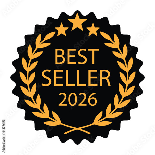 Best seller badge logo design. Best seller sticker label. 100% Satisfaction Guaranteed. Best seller logo, icon, sticker, symbol, emblem, stamp, circle, black, line, flat vector, isolated illustration