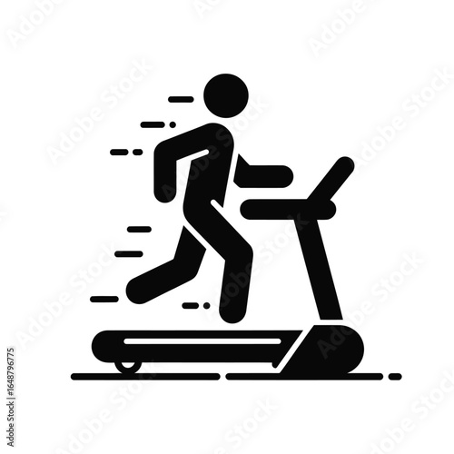 Silhouette of a person running on a treadmill with motion blur