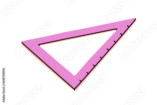 Triangle ruler. Measure tool for geometry and math. Triangular shape, station...