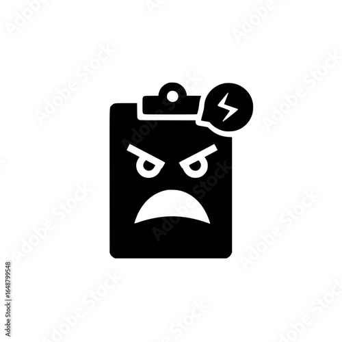 Angry Expression Icon on Clipboard Symbolizing Stress Log and Emotional Assessment