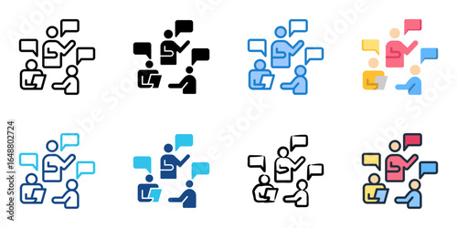 Inclusive Discussion icon set multiple style collection 
