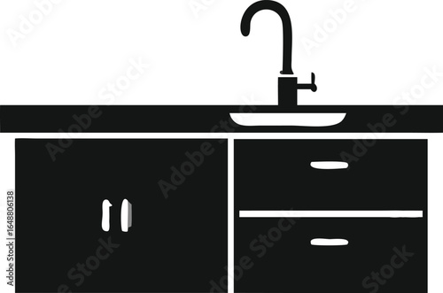 Stock images of a wooden cabinet and drawers for an office interior