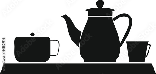 Silhouette of a man drinking hot tea from a ceramic cup