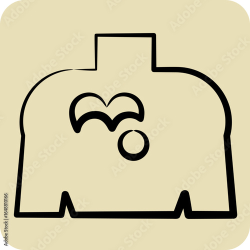 Icon Front Tatto. related to Tattoo symbol. hand drawn style. design editable