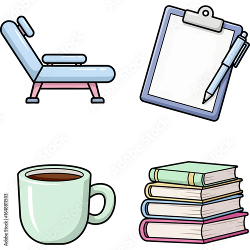 Collection of colorful medical icons representing brain, heart, and health symbols for neurology and cardiology concepts.