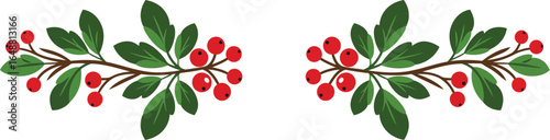 Christmas holly berries border festive greenery red accents