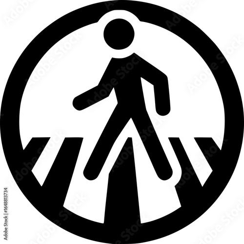 Pedestrian Crossing Icon: A minimalist, high-contrast representation of a pedestrian crossing, symbolizing safety and designated walkways.