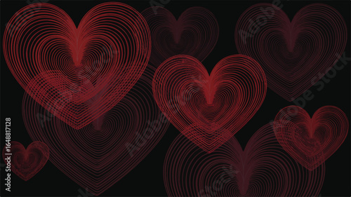 Abstract Hearts on Black Background a Romantic and Artistic Design Perfect for Valentines Day and Love Themed Projects with a Modern and Minimalist Aesthetic