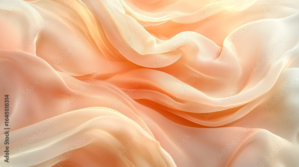 Obraz premium Soft, flowing peach-toned fabric drapes elegantly