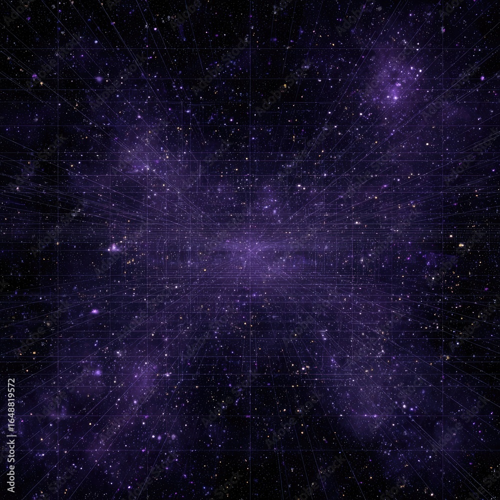 Obraz premium Purple cosmic grid with stars