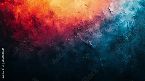 Abstract textured background in vibrant reds, oranges, and blues