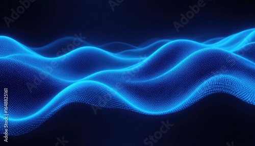 Captivating abstract blue waveform of glowing digital particles creating a mesmerizing futuristic landscape that evokes innovation and cutting-edge technology