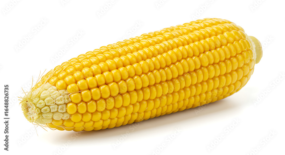 Fresh and Healthy Ear of Corn Isolated on White Background Fresh and Healthy Ear of Corn Isolated on White Background
