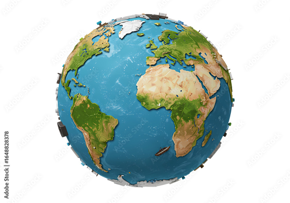 Fototapeta premium Low Poly Earth Globe: Global Connectivity Concept isolated on transparent background
